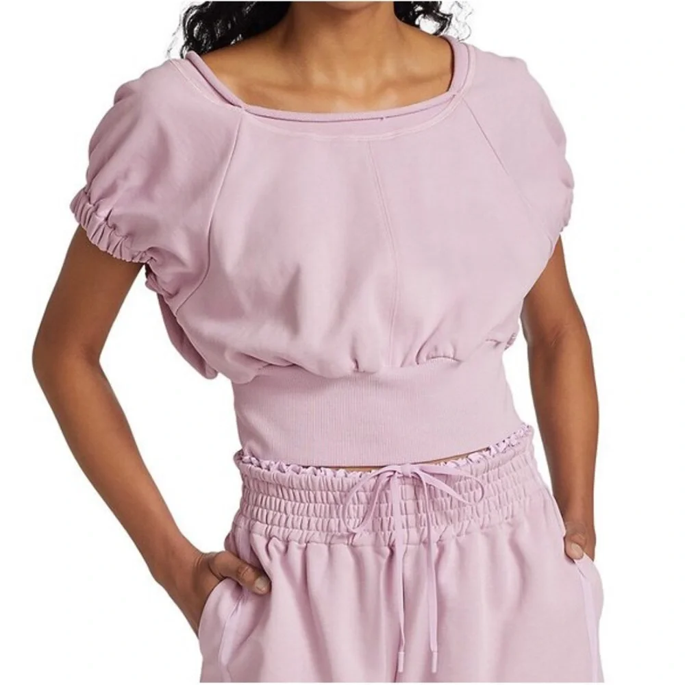 3.1 Phillip Lim Shirred Ballerina Neck Crop Top Lilac Designer - Picture 7 of 8